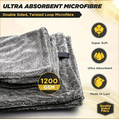 Premium Microfiber Car Towel - 1200 GSM Dual-Sided - 60x90cm